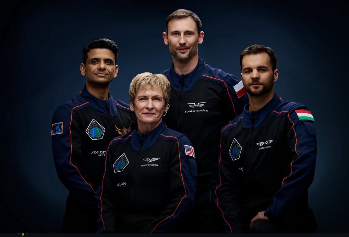 Indian astronaut Shubhanshu Shukla and crew-4 during pre-launch training for Axiom-4 mission to the International Space Station